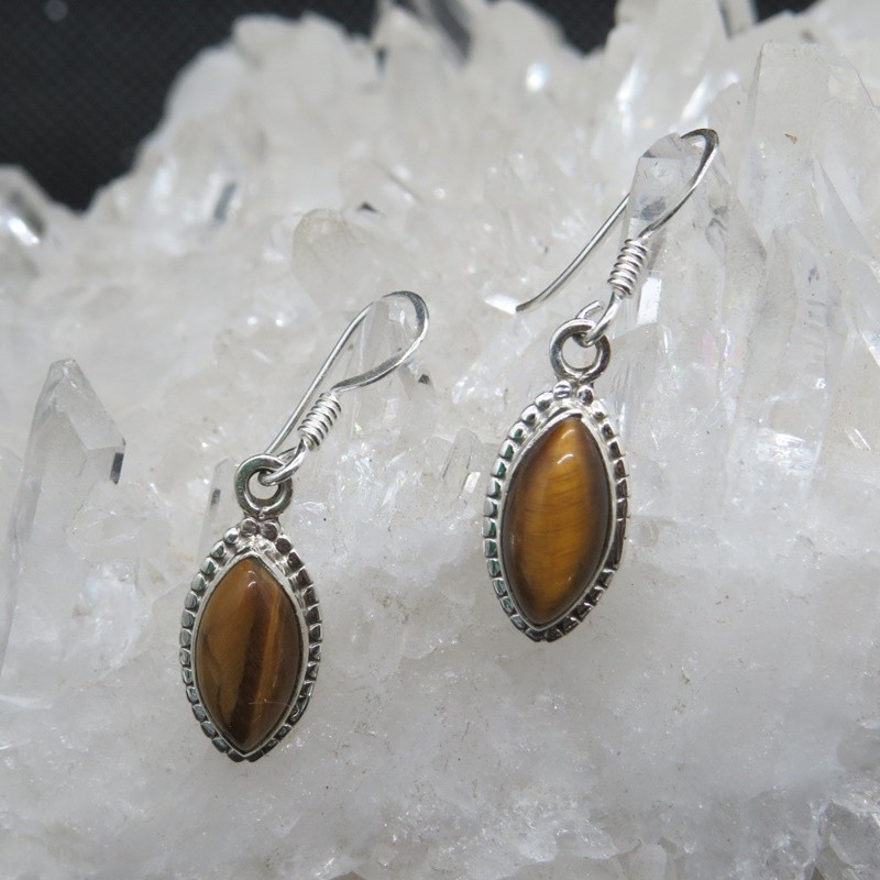 Pendientes ojo de tigre y plata