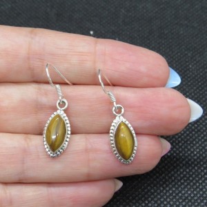 Pendientes ojo de tigre y plata