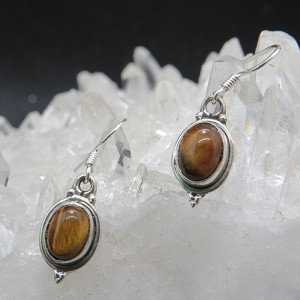 Pendientes ojo de tigre y plata