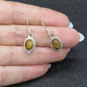 Pendientes ojo de tigre y plata