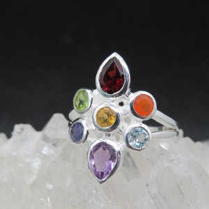 Anillo Siete Chakras y plata 925 mm