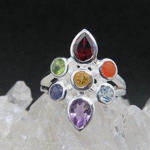 Anillo Siete Chakras y plata 925 mm