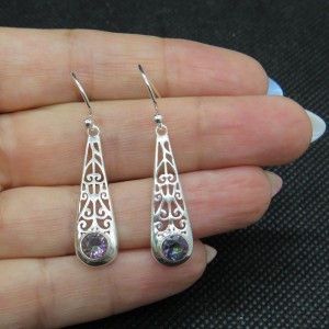 Pendientes topacio místico y plata