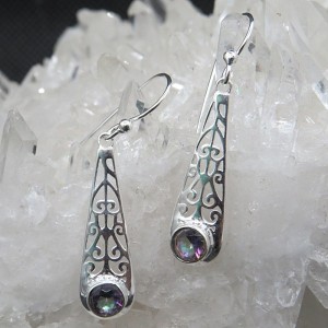 Pendientes topacio místico y plata