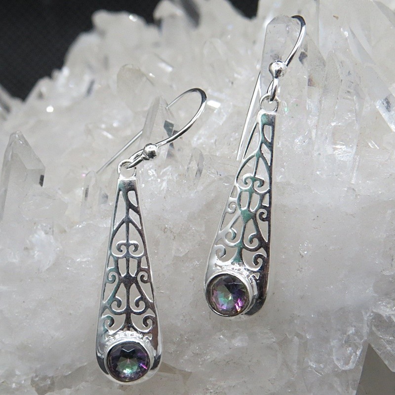 Pendientes topacio místico y plata