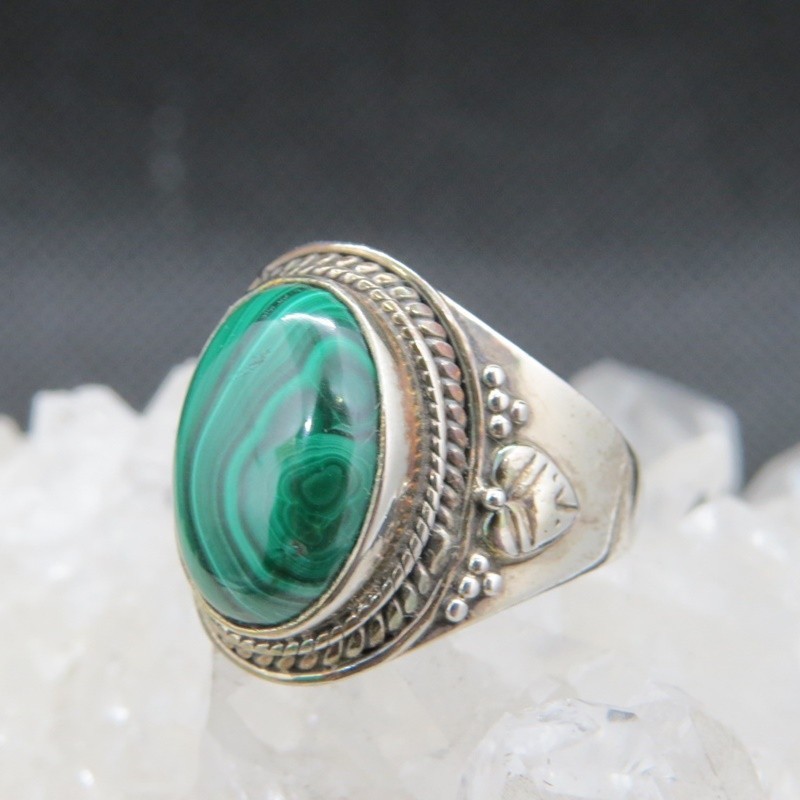 Anillo malaquita y plata