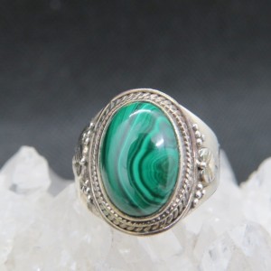 Anillo malaquita y plata