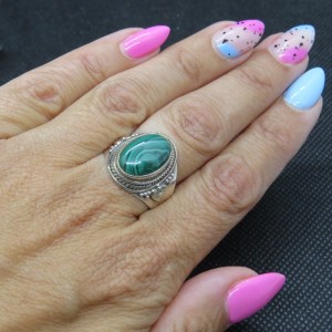 Anillo malaquita y plata