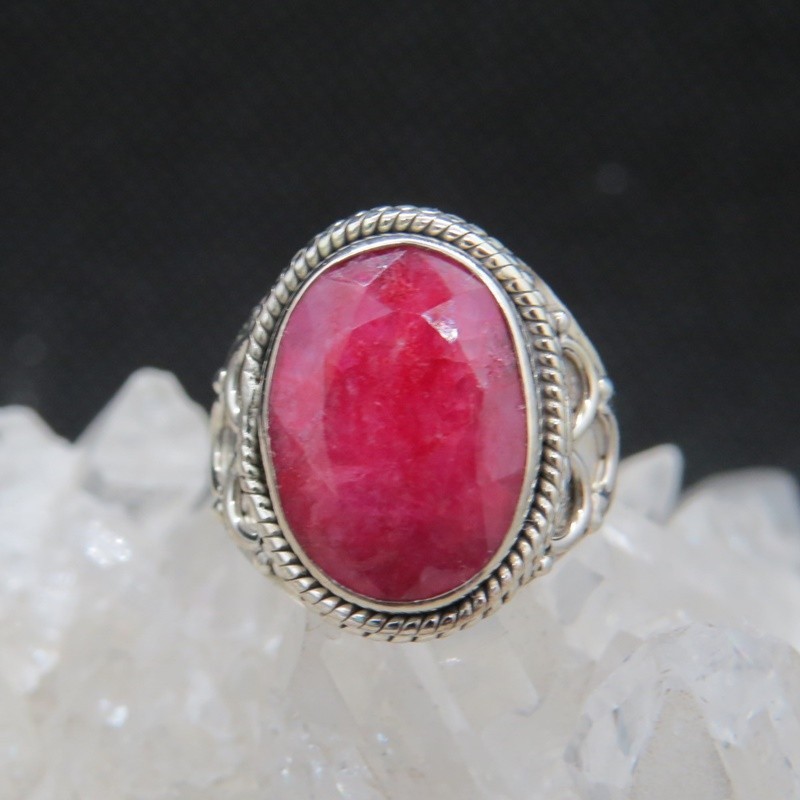 Anillo rubí y plata