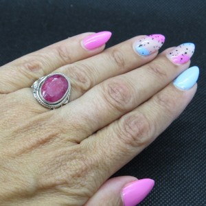 Anillo rubí y plata