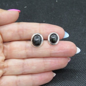 Pendientes Black Star y plata 925 mm