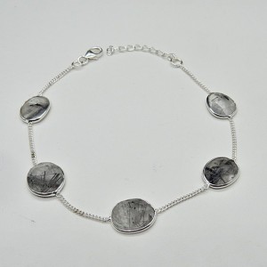 Pulsera joyería en plata cuarzo turmalinado