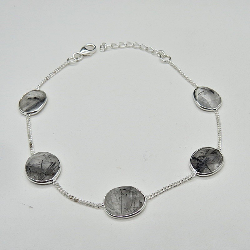 Pulsera joyería en plata cuarzo turmalinado