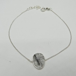 Pulsera joyería en plata cuarzo turmalinado