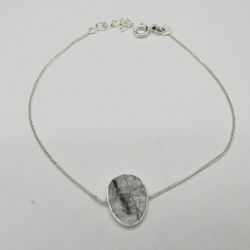 Pulsera joyería en plata cuarzo turmalinado