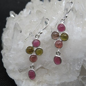 Pendientes turmalinas de colores y plata
