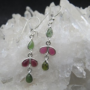 Pendientes turmalinas de colores y plata