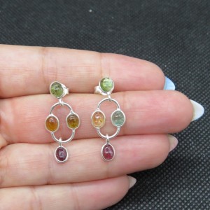 Pendientes turmalinas de colores y plata