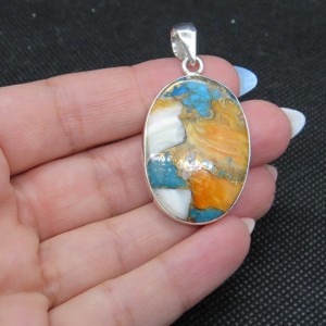 Colgante nácar y turquesa cobre y plata