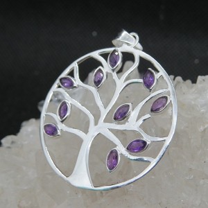 Colgante Árbol de la Vida amatista y plata