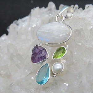 Colgante piedra luna y piedras semipreciosas