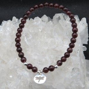 Pulsera libelula granate y plata