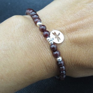 Pulsera libelula granate y plata