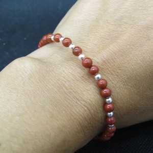 Pulsera jaspe rojo y plata