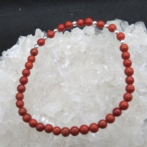 Pulsera jaspe rojo y plata