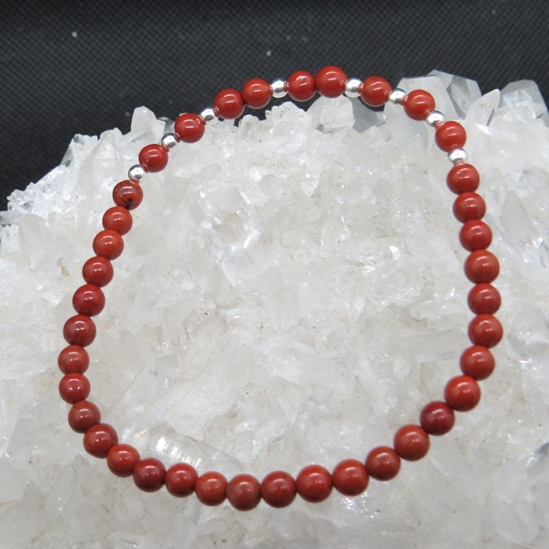 Pulsera jaspe rojo y plata