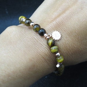 Pulsera SOL ojo de tigre y oro rosa