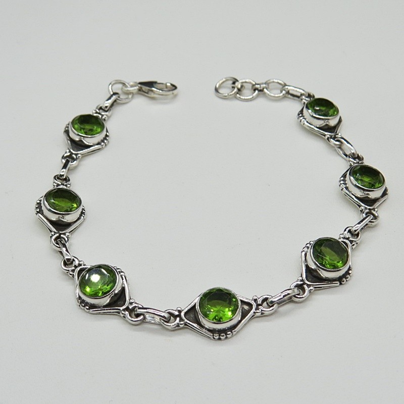 Pulsera joyería en plata olivino