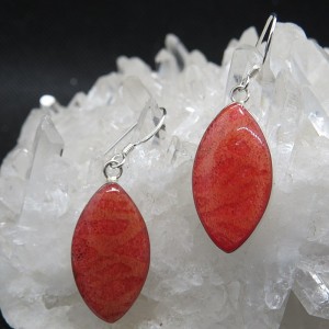 Pendientes coral y plata