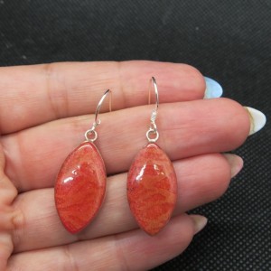 Pendientes coral y plata