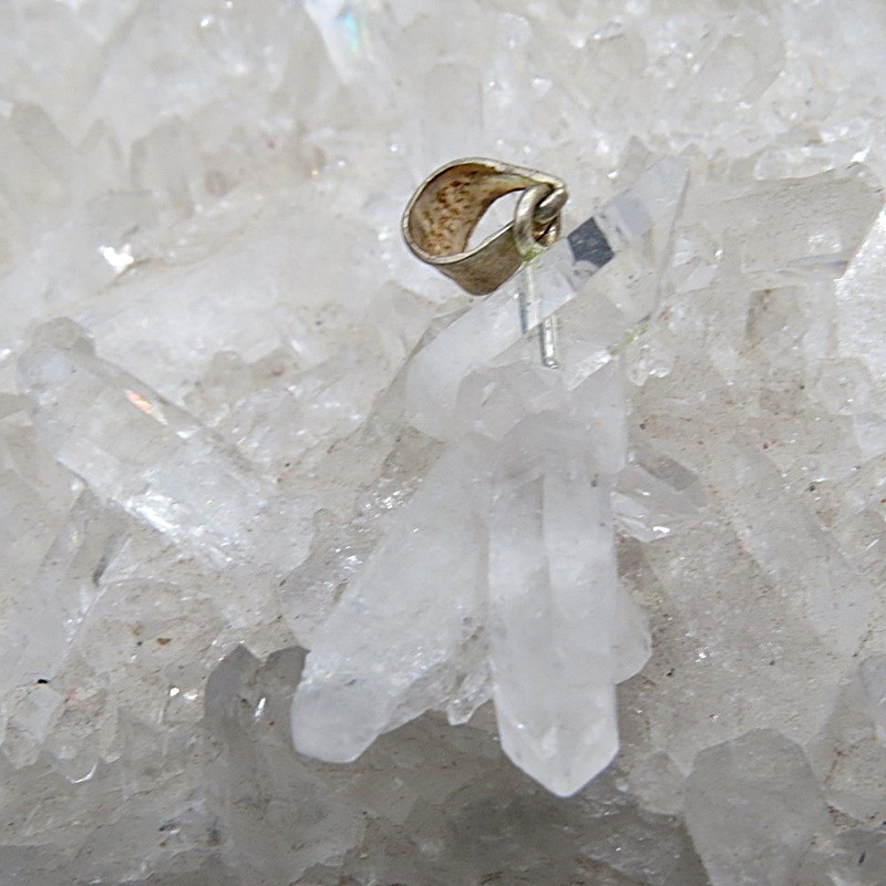 Colgante drusa cuarzo cristal de roca y plata