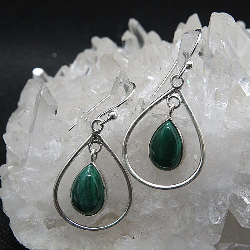 Pendientes malaquita y plata