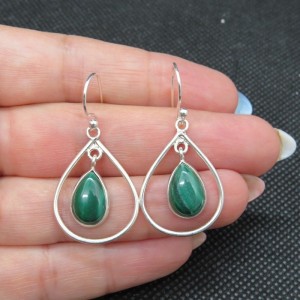 Pendientes malaquita y plata