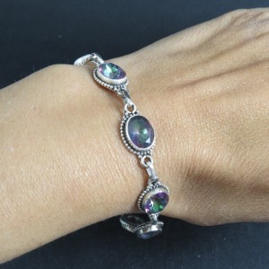 Pulsera joyería en plata topacio místico