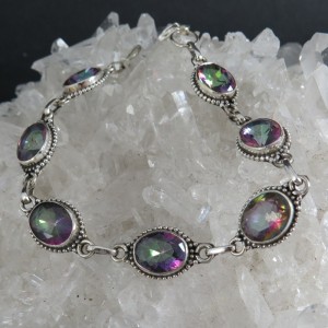 Pulsera joyería en plata topacio místico
