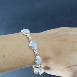 Pulsera joyería en plata piedra luna