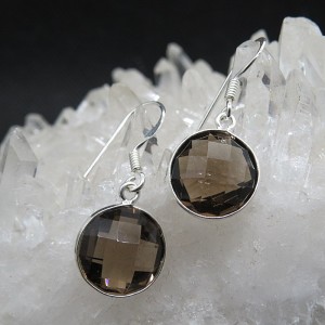 Pendientes cuarzo ahumado y plata