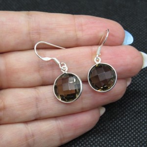 Pendientes cuarzo ahumado y plata
