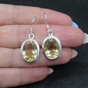 Pendientes cuarzo citrino y plata