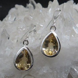 Pendientes cuarzo citrino y plata