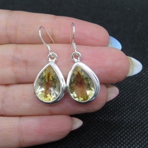 Pendientes cuarzo citrino y plata