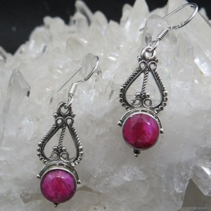 Pendientes rubí y plata