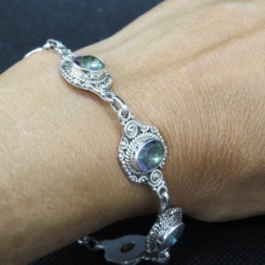 Pulsera joyería en plata topacio místico