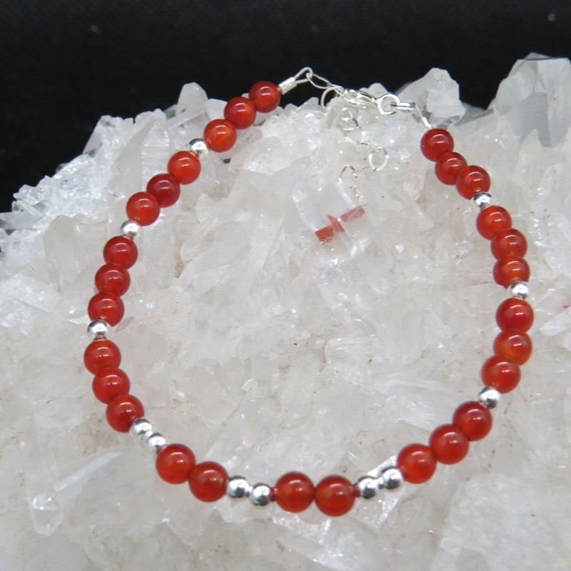 Pulsera ágata cornalina y plata