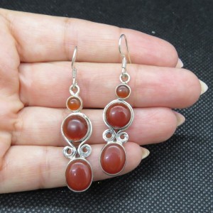 Pendientes ágata cornalina y plata