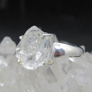 Anillo diamante Herkimer y plata
